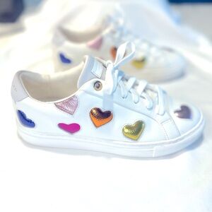 Kurt Geiger Love Lane Metallic Heart Sneakers Size 7 (37)
